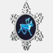 ブルーカリボウ(トナカイ) スノーフレークピューターオーナメント (右)