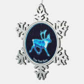 ブルーカリボウ(トナカイ) スノーフレークピューターオーナメント (右)