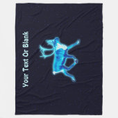 ブルーカリボウ（トナカイ） フリースブランケット (正面)