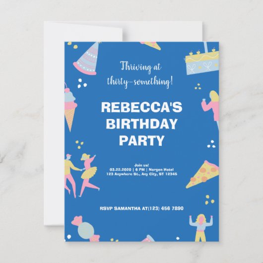 ブルーカワイイ&アイス予測できなクリームピザ誕生日パーティー (正面)