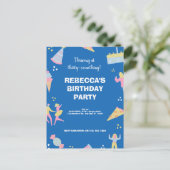 ブルーカワイイ&アイス予測できなクリームピザ誕生日パーティー インビテーションポストカード (スタンド正面)