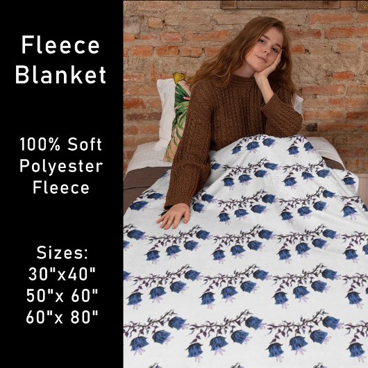 ブルーカンタベリーベルつる植物フラワーズフリースブランケット フリースブランケット