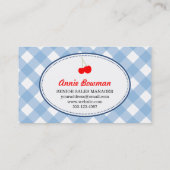 ブルーカントリーのギンガムパターン赤いさくらんぼ生産 名刺 (裏面)