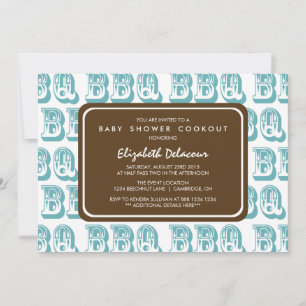 ブルーカントリーウェスタンBBQベビーシャワー招待状 招待状