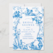 ブルーカントリーフランスのファームアニマルブライダルシャワー 招待状 (正面)