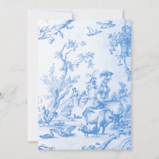 ブルーカントリーフランスのファームアニマルブライダルシャワー 招待状 (裏面)