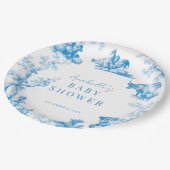 ブルーカントリーフランスのファーム動物の男の子の赤ちゃんシャワー ペーパープレート (アングル)