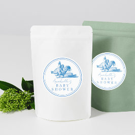 ブルーカントリーフランスのファーム動物の男の子の赤ちゃんシャワー ラウンドシール