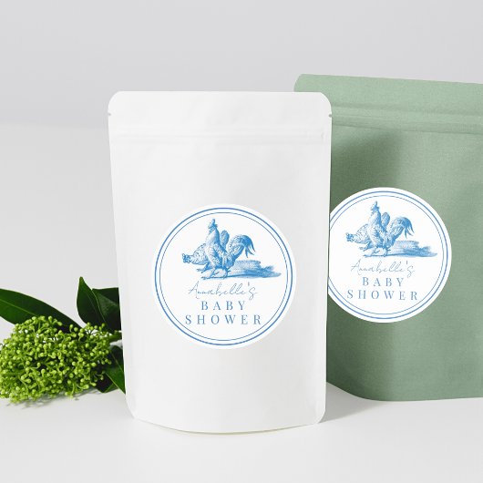 ブルーカントリーフランスのファーム動物の男の子の赤ちゃんシャワー ラウンドシール