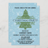 ブルーカンパニーホリデークリスマスパーティーツリースノー 招待状 (正面/裏面)