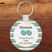 ブルーカーキストライプホテルルーム キーホルダー (正面)