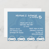 ブルーカーズカードボーイズ誕生日招待状 招待状 (正面/裏面)