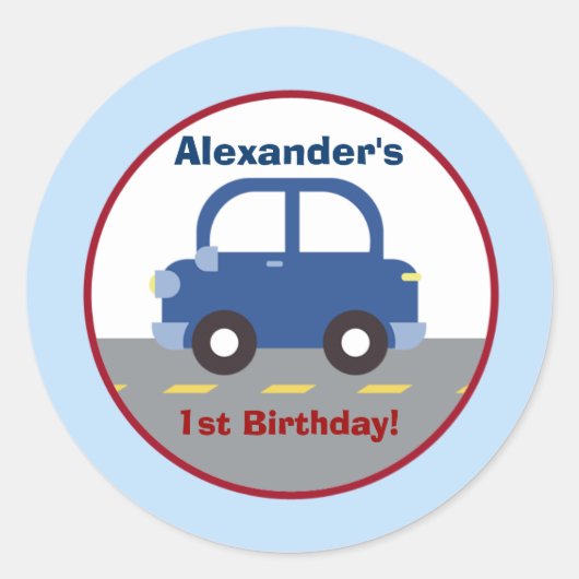 ブルーカータウンラウンドカスタムフェイスステッカー ラウンドシール (正面)