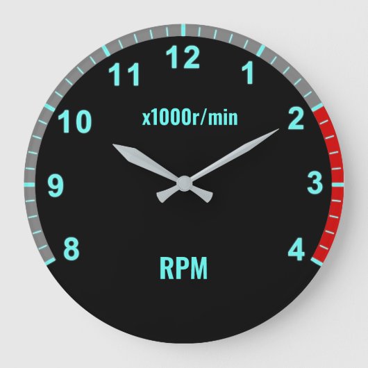 ブルーカータコメータクロック自動整備士車庫 ラージ壁時計 (正面)