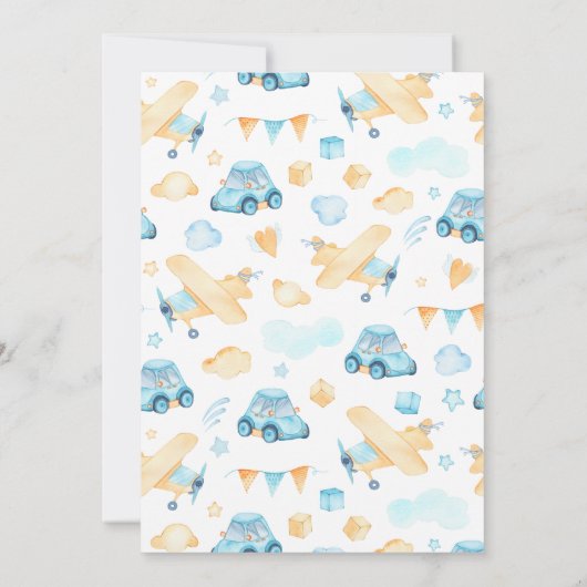 ブルーカードライブバイベビーシャワー招待状ボーイ 招待状 (裏面)