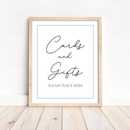 ブルーカード&ギフトベビーシャワーテーブルサイン ポスター