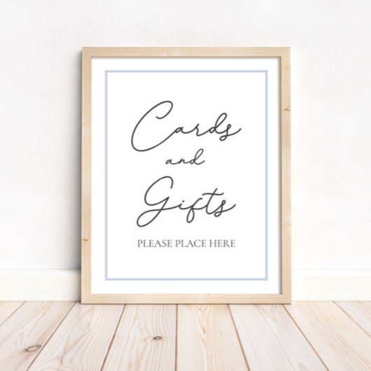 ブルーカード&ギフトベビーシャワーテーブルサイン ポスター