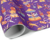 ブルーカーニバルキッズ誕生日サーカスパターンピエロ ラッピングペーパー (ロールコーナー)