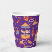 ブルーカーニバルキッズ誕生日サーカスパターンピエロ 紙コップ (正面)
