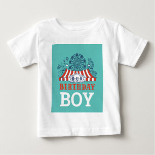 ブルーカーニバルサーカスベビー誕生日キッズハウスパーティー ベビーTシャツ