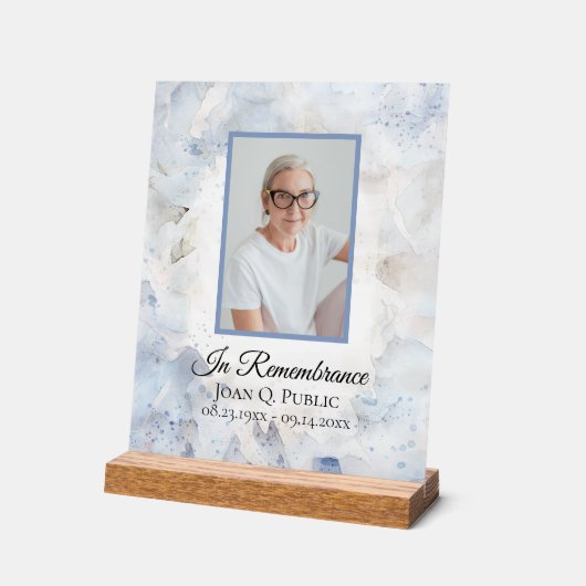 ブルーカーネーションフローラライフお祝いメモリアル アクリルサイン (傾斜)