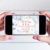 ブルーカーネーション花水彩七月4日結婚目 セーブザデート