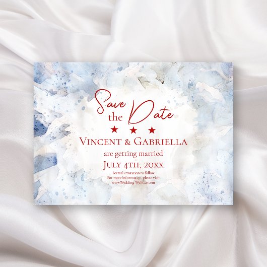 ブルーカーネーション花水彩七月4日結婚目 セーブザデート