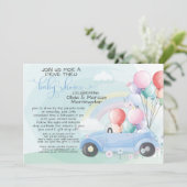 ブルーカーバルーンがベビーシャワーを通過 招待状 (スタンド正面)