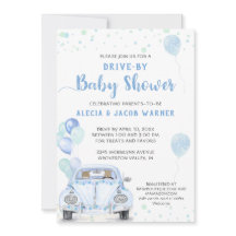 ブルーカーバルーンでドライブ赤ちゃんシャワー