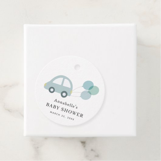 ブルーカーバルーン白い男の子の赤ちゃんシャワー フェイバータグ (インサイチュ)