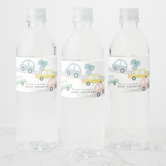 ブルーカーバルーン白い男の子の赤ちゃんシャワー ペットボトルラベル (ボトル)