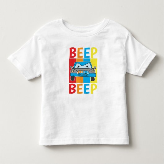 ブルーカーパーソナライズされたビープビープ幼児Tシャツ トドラーTシャツ (正面)