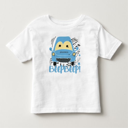 ブルーカーパーソナライズされたビープビープ幼児Tシャツ トドラーTシャツ (正面)