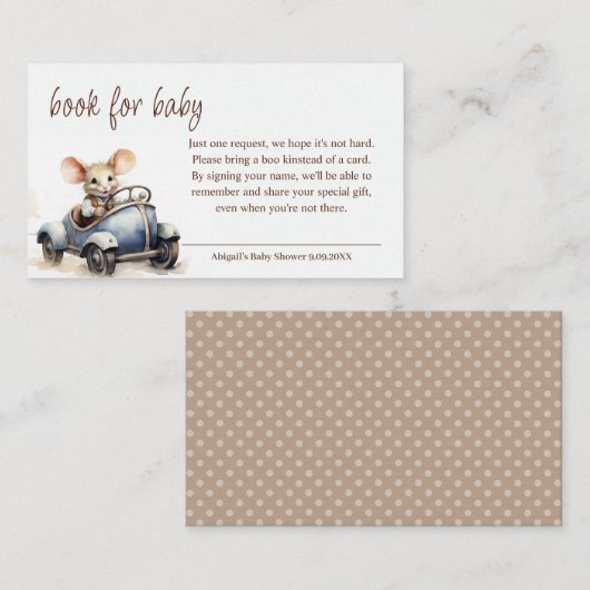 ブルーカーブックの可愛い水色ベビー エンクロージャーカード (正面/裏面)