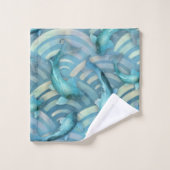 ブルーカープコイ魚の模様 バスタオルセット (ウォッシュタオル)