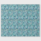 ブルーカープコイ魚の模様 ラッピングペーパー (フラット)