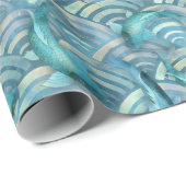 ブルーカープコイ魚の模様 ラッピングペーパー (ロールコーナー)