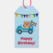 ブルーカーベアレース誕生日 ギフトタグ (正面)