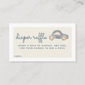 ブルーカーベビーシャワーおむつラッフルチケット エンクロージャーカード (正面)