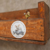 ブルーカーベビーシャワーにかわいい水色マウス ラウンドシール