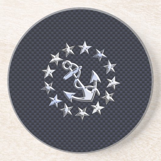 ブルーカーボンスタイル航海のクロムヨットフラグプリント コースター (正面)