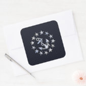 ブルーカーボンスタイル航海のクロムヨットフラグプリント スクエアシール (封筒)