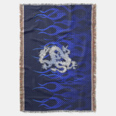 ブルーカーボンファイバースタイルのようなクロムのドラゴン スローブランケット (正面縦)