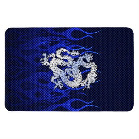 ブルーカーボンファイバースタイルのようなクロムのドラゴン マグネット (横)