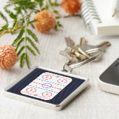 ブルーカーボンファイバー上のホッケーリンク図スタイル キーホルダー (側面)