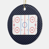 ブルーカーボンファイバー上のホッケーリンク図スタイル セラミックオーナメント (左)