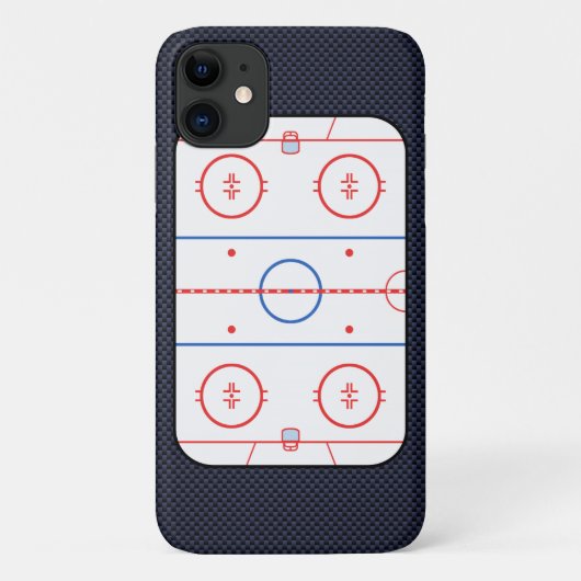 ブルーカーボンファイバー上のホッケーリンク図スタイル Case-Mate iPhoneケース (裏面)