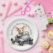 ブルーカーマウスのかわいい水色マウス第1誕生日 ペーパープレート (パーティー)