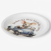 ブルーカーマウスのかわいい水色マウス第1誕生日 ペーパープレート (アングル)