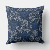 ブルーカールヴィンテージフローラルパターン装飾用クッション クッション (裏面)